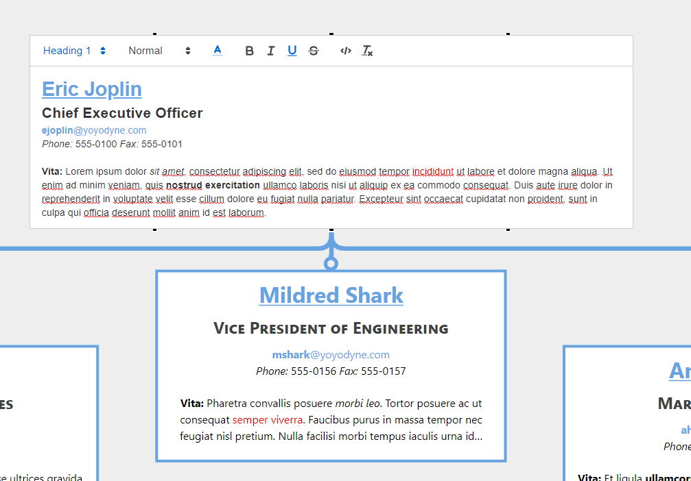 Using rich-text editors for editing graph labels.